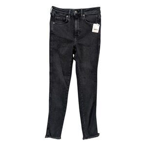 Free People Raw Jegging Jeans Womens Black Fringe Hem High Rise Denim Size 27